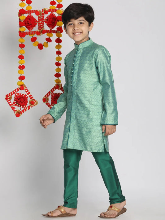 Boys' Green Kurta Pyjama Set