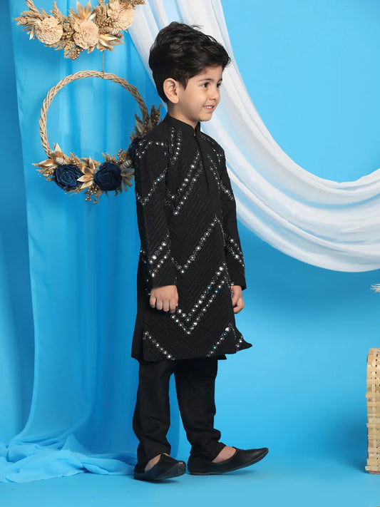 Boys' Black Kurta Pyjama Set