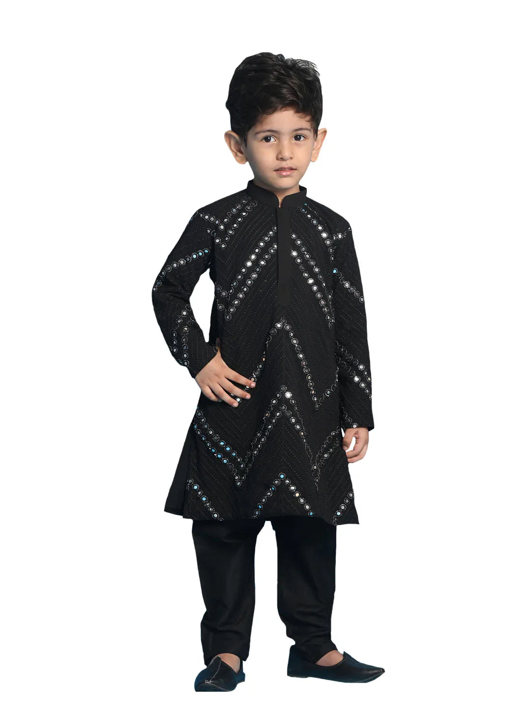 Boys' Black Kurta Pyjama Set