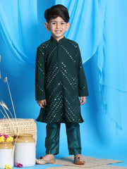 Boys' Green Kurta Pyjama Set