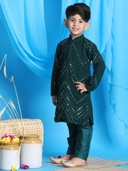 Boys' Green Kurta Pyjama Set