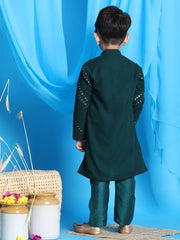 Boys' Green Kurta Pyjama Set