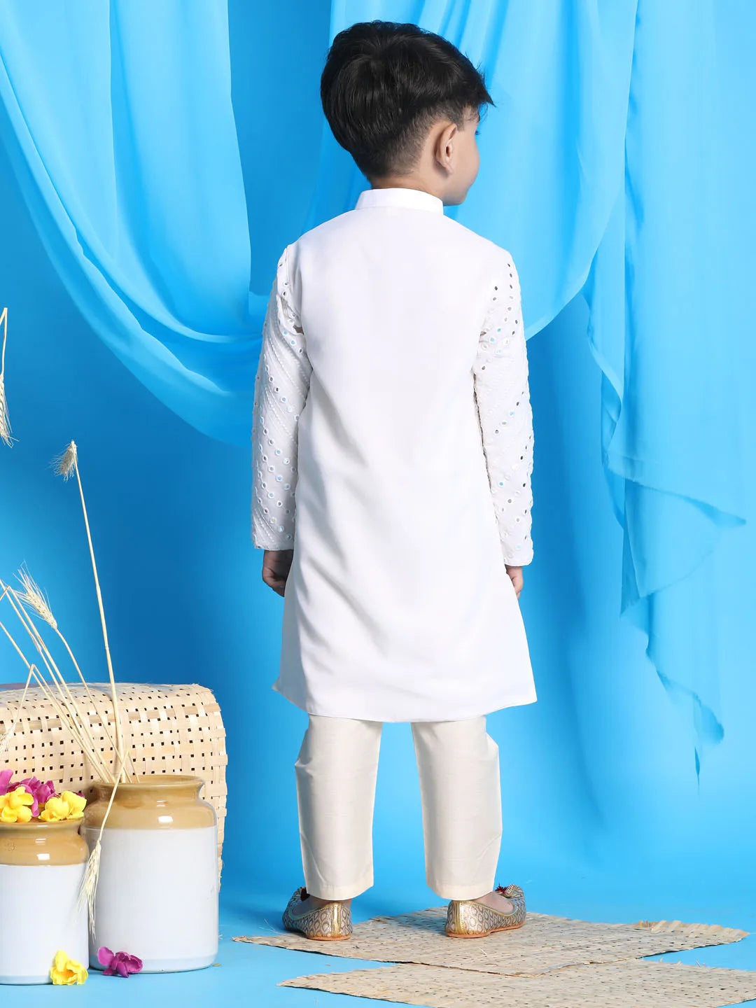 Boys' White Kurta Pyjama Set