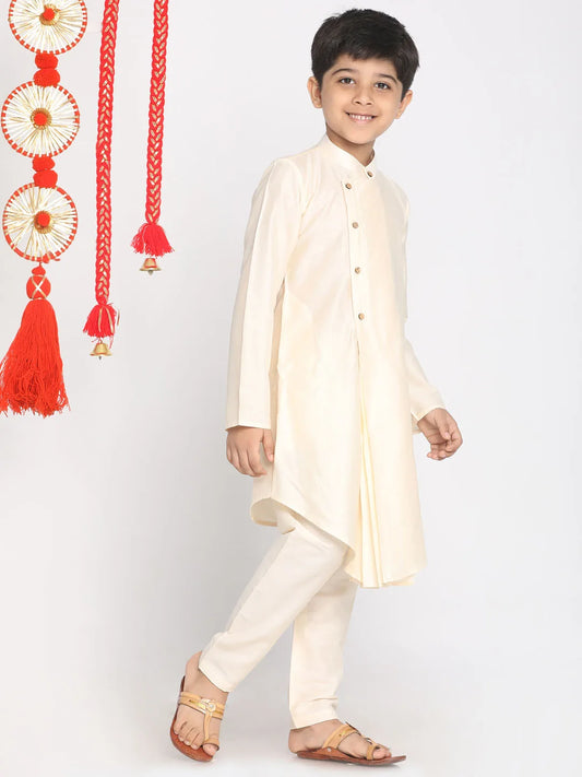 Boys' Cream Kurta Pyjama Set