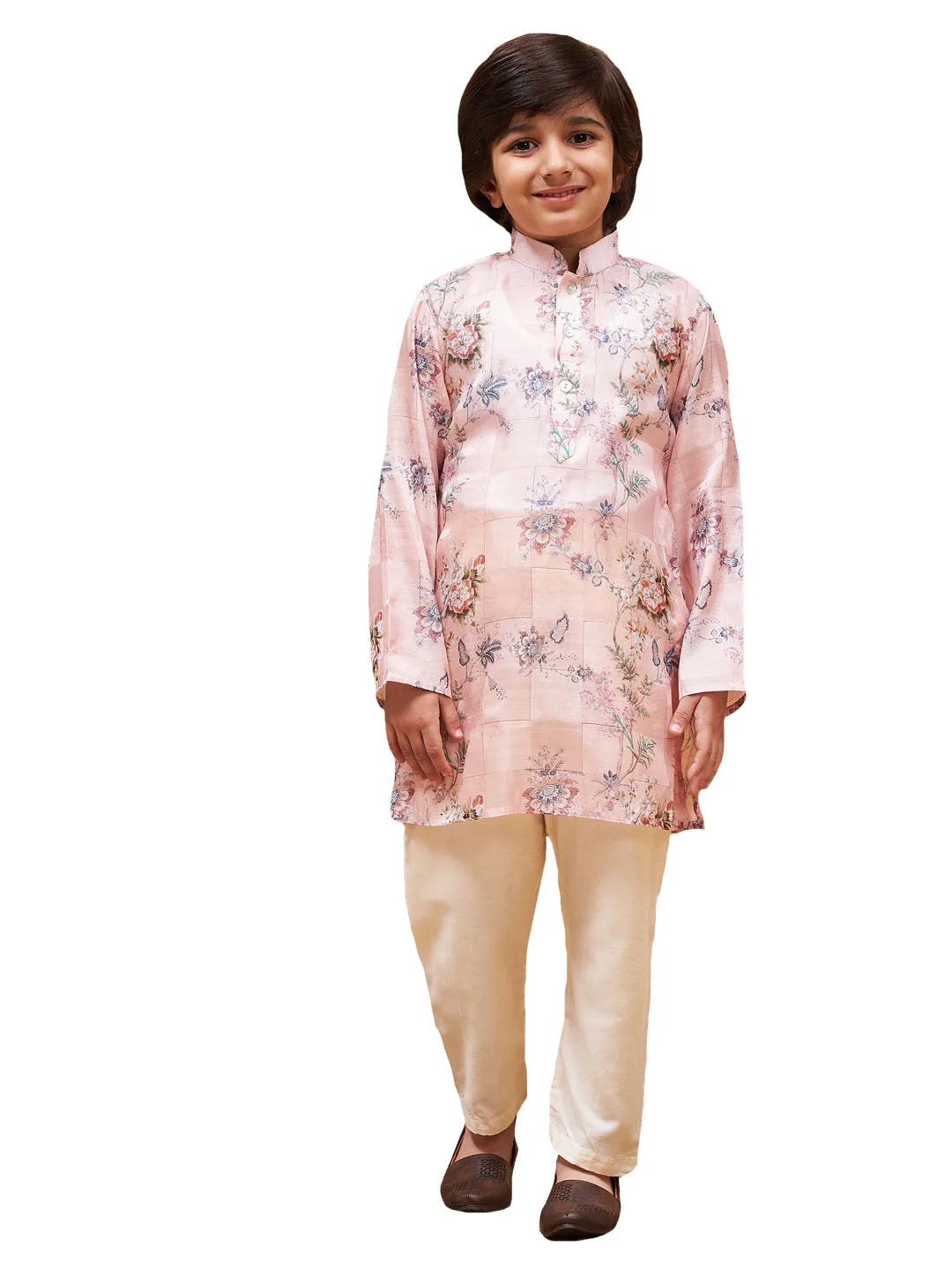 Boys' Pink Kurta Pyjama Set