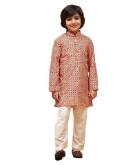 Boys' Orange Kurta Pyjama Set