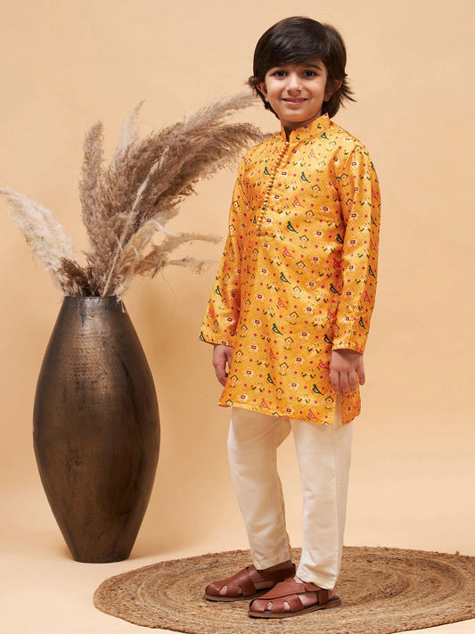 Boys' Yellow Kurta Pyjama Set