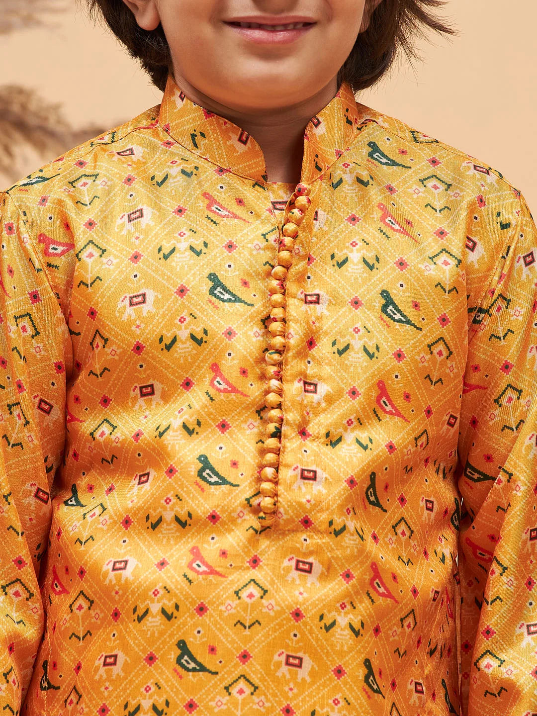 Boys' Yellow Kurta Pyjama Set