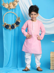 Boys' Pink and White Kurta Pyjama Set