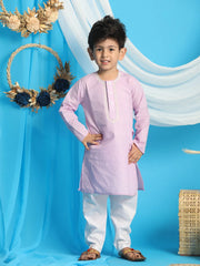 Boys' Purple and White Kurta Pyjama Set