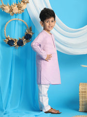 Boys' Purple and White Kurta Pyjama Set