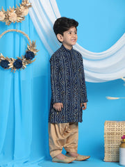 Boys' Blue and Rose Gold Kurta Patiala Set