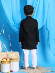 Boys' Black and White Kurta Pyjama Set