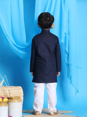 Boys' Navy Blue and White Kurta Pyjama Set