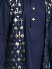 Boys' Navy Blue and White Kurta Pyjama Set