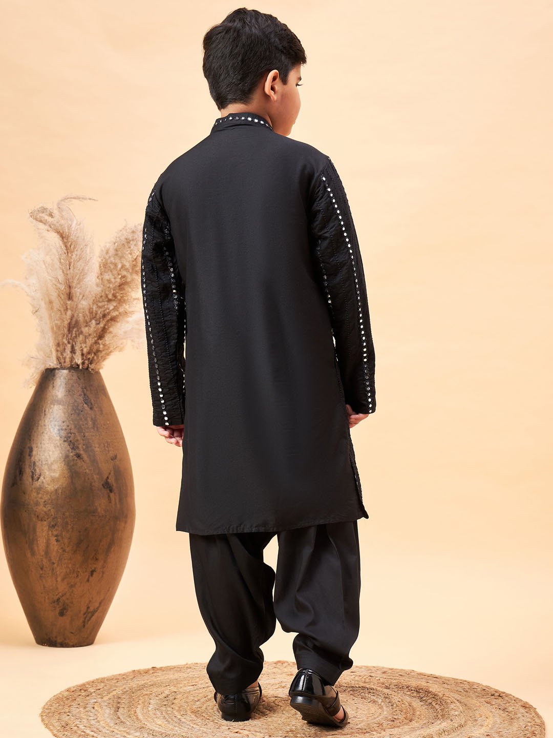 Boys' Black Kurta Patiala Set