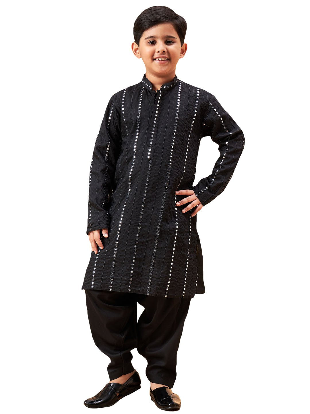 Boys' Black Kurta Patiala Set