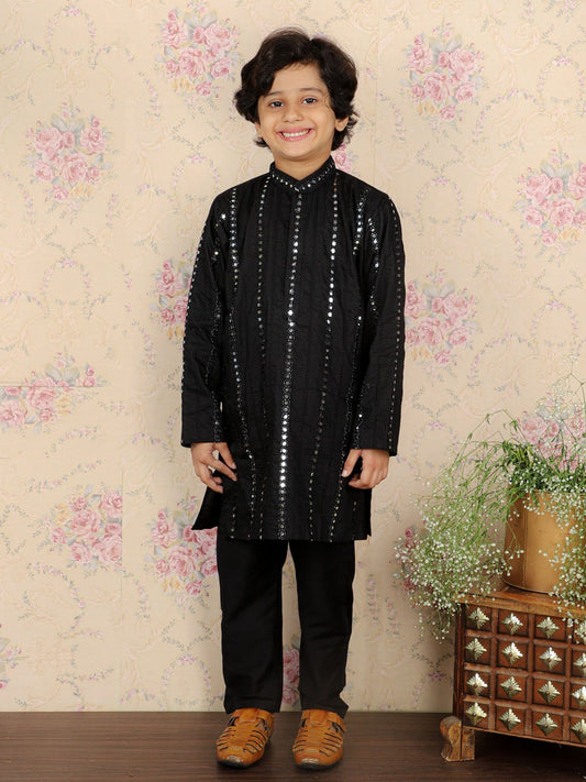 Boys' Black Kurta Pyjama Set