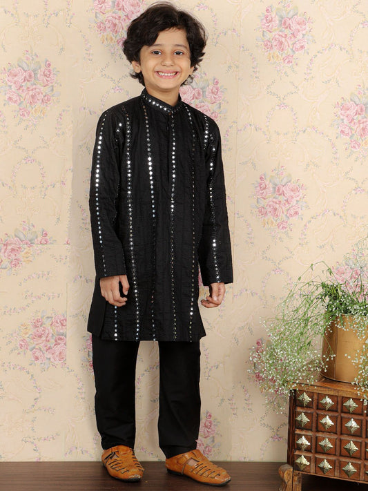 Boys' Black Kurta Pyjama Set