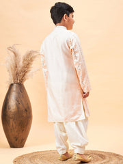 Boys' Cream Kurta Patiala Set