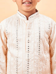 Boys' Cream Kurta Patiala Set