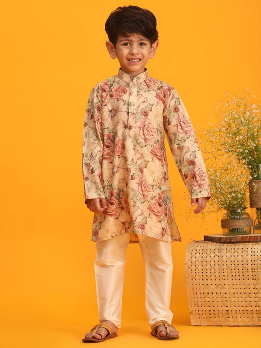 Boys' Brown Kurta Pyjama Set