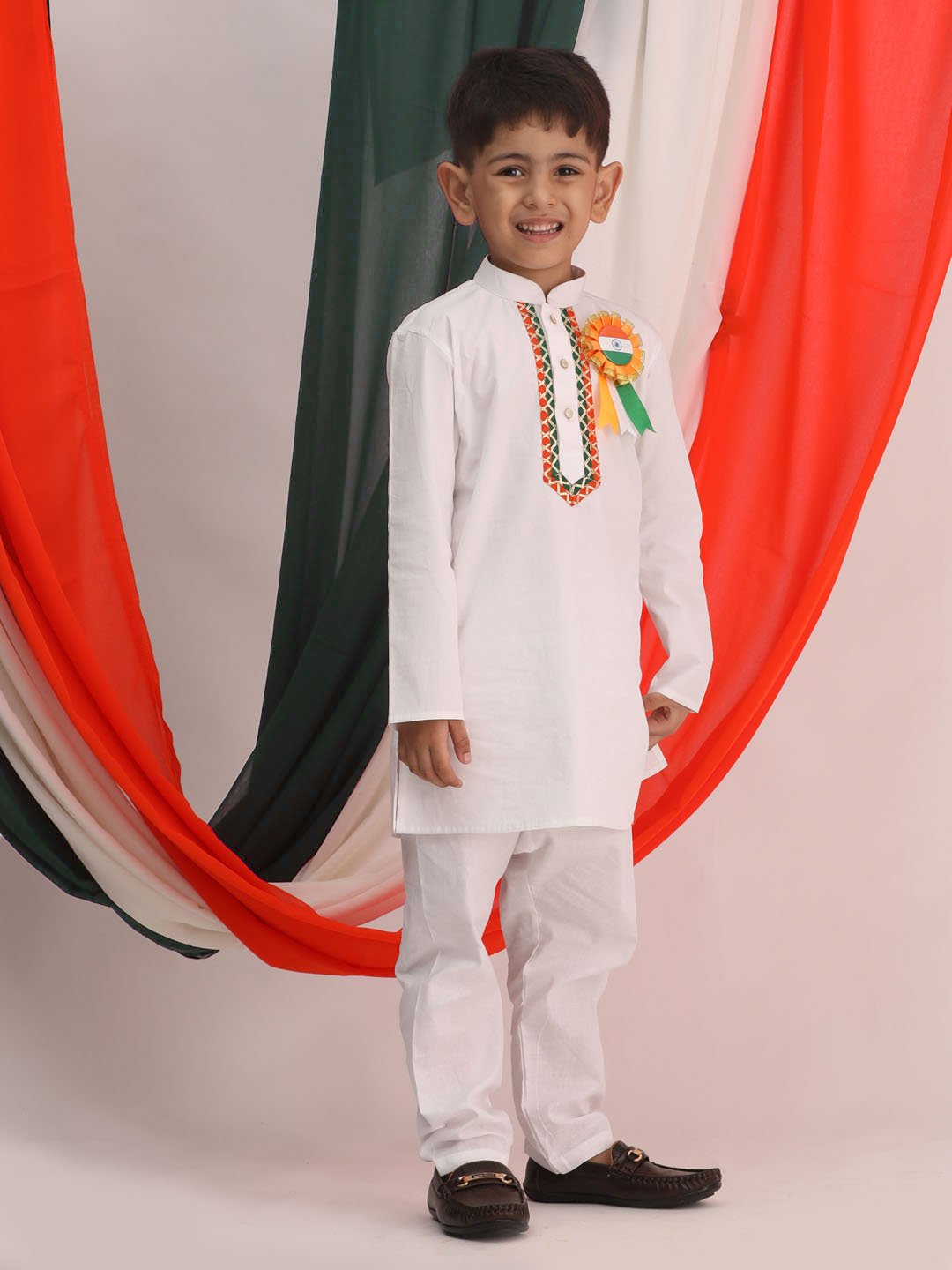 Boys' White Kurta Pyjama Set