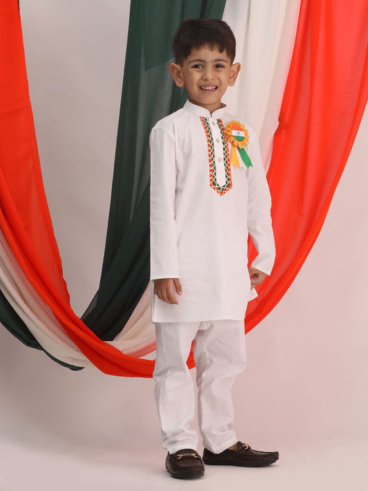 Boys' White Kurta Pyjama Set