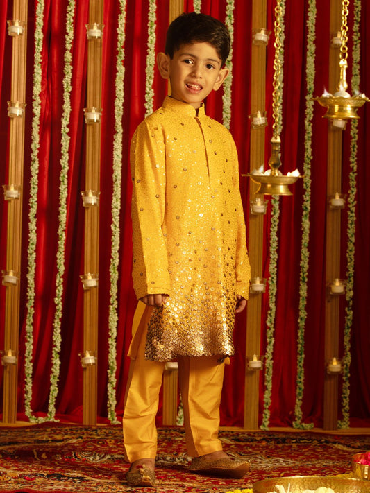 Boys' Yellow Kurta Pyjama Set