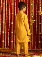 Boys' Yellow Kurta Pyjama Set