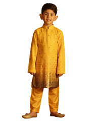 Boys' Yellow Kurta Pyjama Set