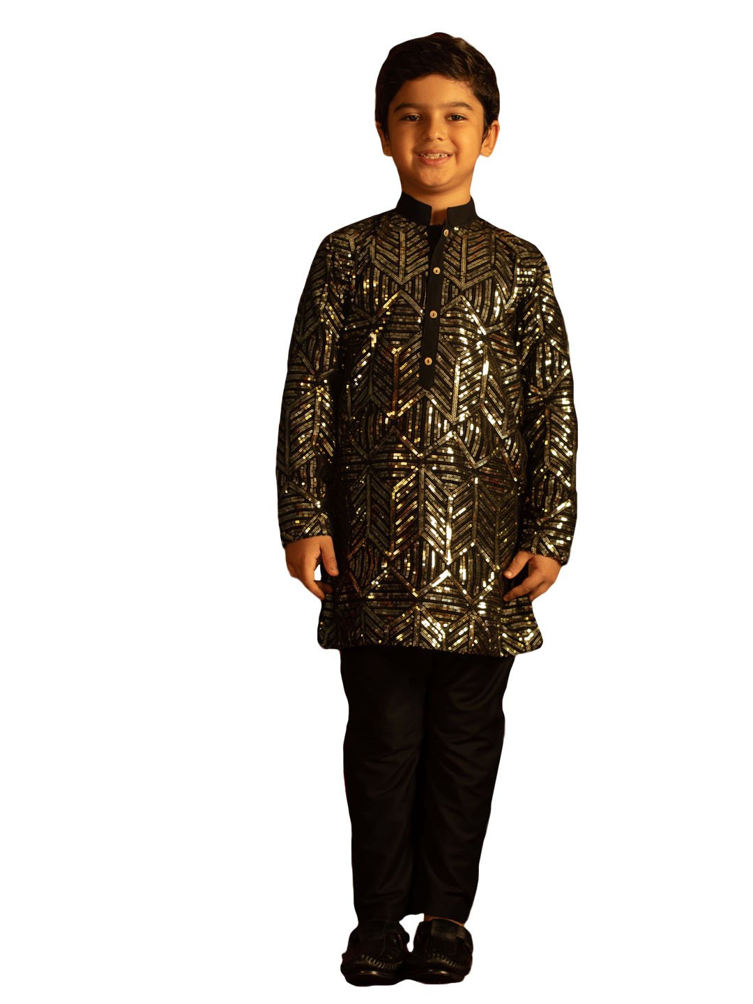 Boys' Black Kurta Pyjama Set