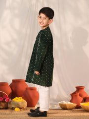 Boys' Bottle Green Kurta Pyjama Set