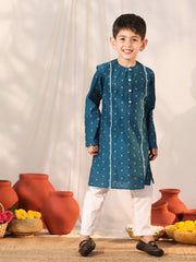 Boys' Turquoise Kurta Pyjama Set