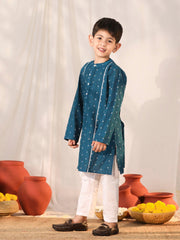 Boys' Turquoise Kurta Pyjama Set