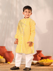 Boys' Yellow Kurta Pyjama Set