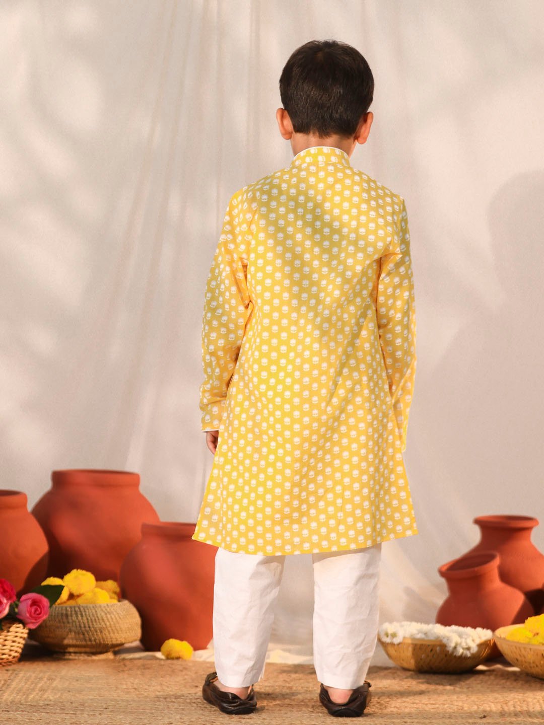 Boys' Yellow Kurta Pyjama Set