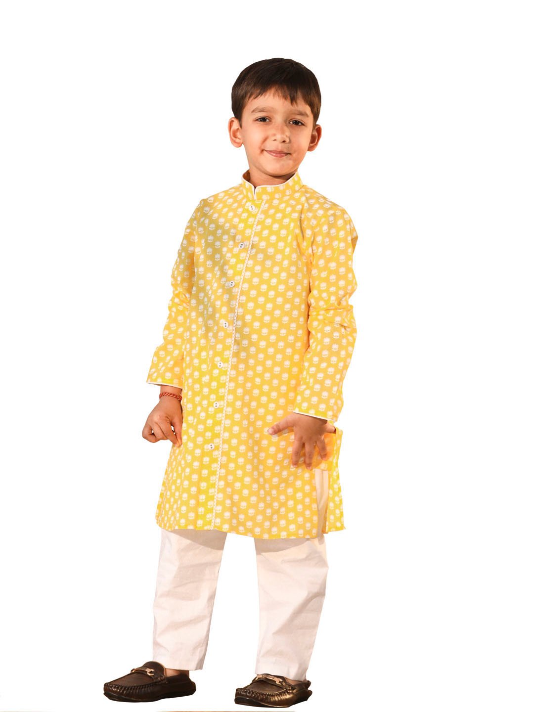 Boys' Yellow Kurta Pyjama Set