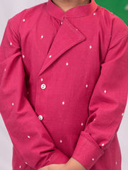 Boys' Pink And White Kurta Pyjama Set