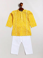 Vastramay - Infant Boys' Yellow And White Cotton Kurta and Pyjama Set