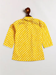 Vastramay - Infant Boys' Yellow And White Cotton Kurta and Pyjama Set