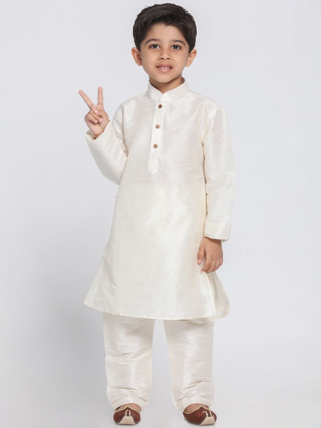 CREAM COTTON SILK BLEND KURTA AND PYJAMA SET