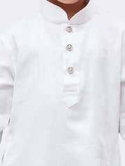 Boys' White Cotton Kurta Pyjama Set