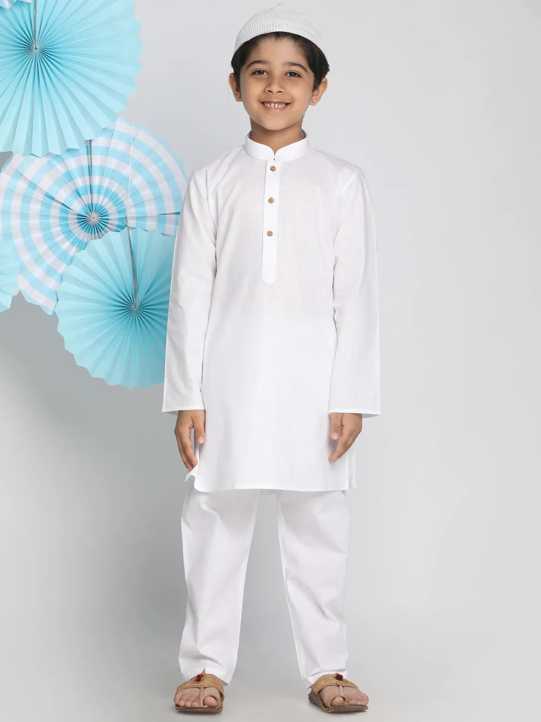 Boys' White Kurta Pyjama Set