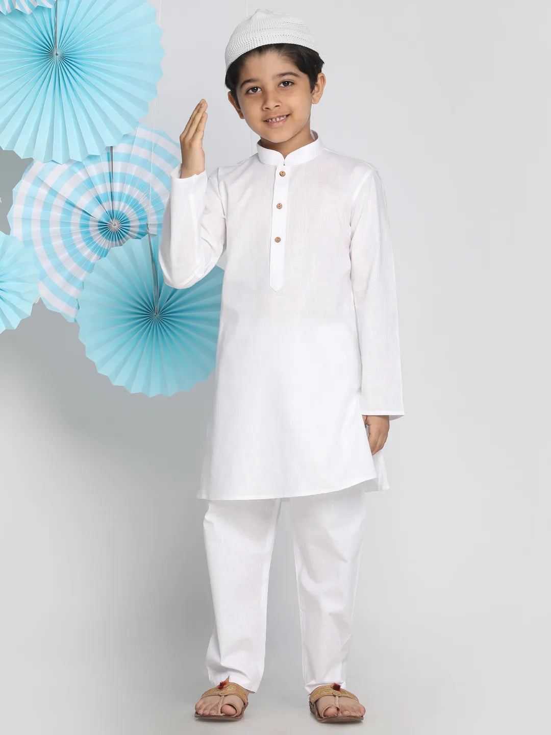 Boys' White Kurta Pyjama Set