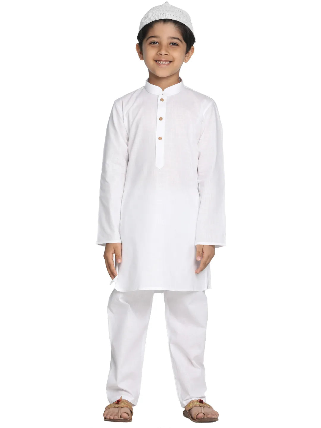 Boys' White Kurta Pyjama Set