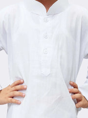 Boys' White Pure Cotton Kurta Pyjama Set