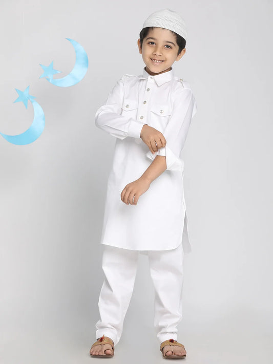 Boys' White Pathani Kurta Set