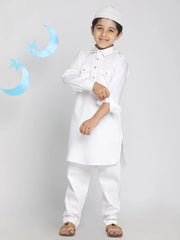 Boys' White Pathani Kurta Set