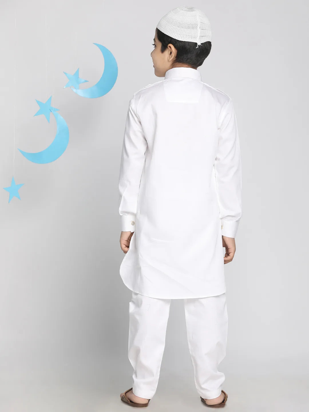 Boys' White Pathani Kurta Set